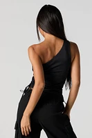 Contour One Shoulder Drawstring Side Tank