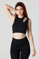 Ribbed Cut-Out Crop Top