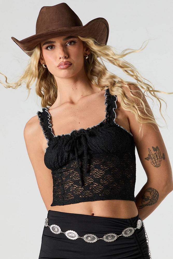 Lace Ruffle Strap Tank