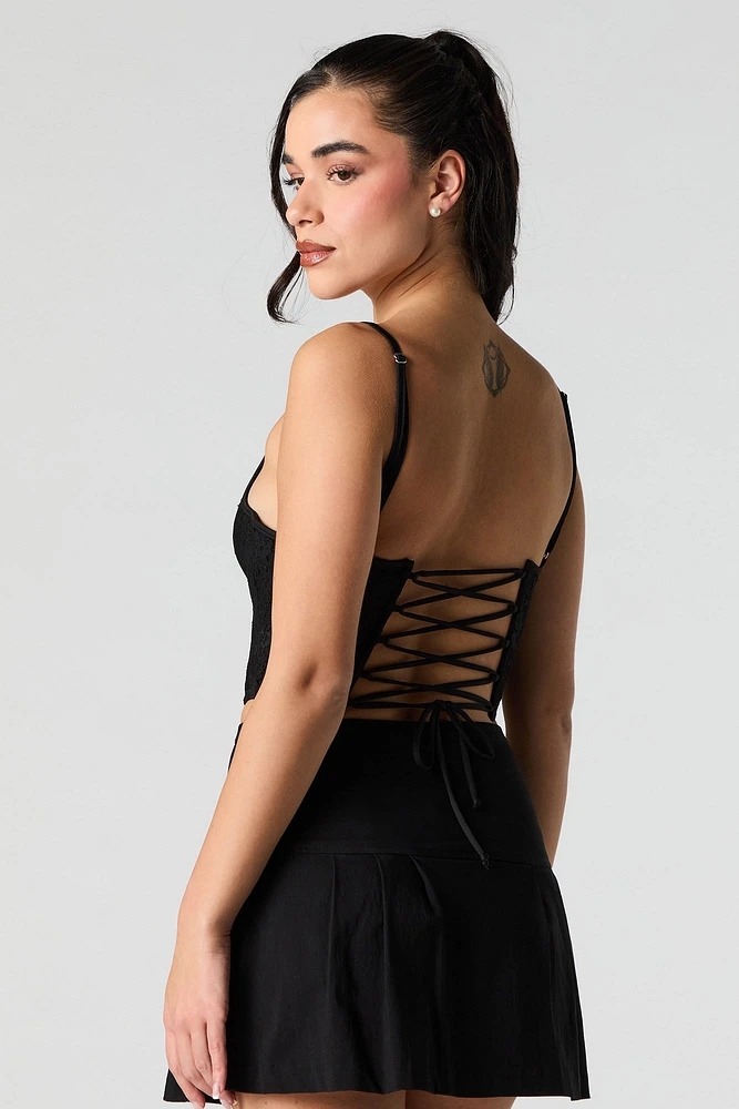 Lace Lace-Up Back Corset Top