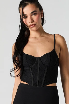 Lace Lace-Up Back Corset Top