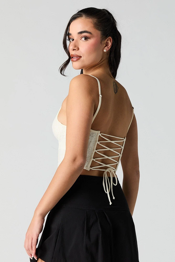 Haut corset avec dentelle et lacé au dos