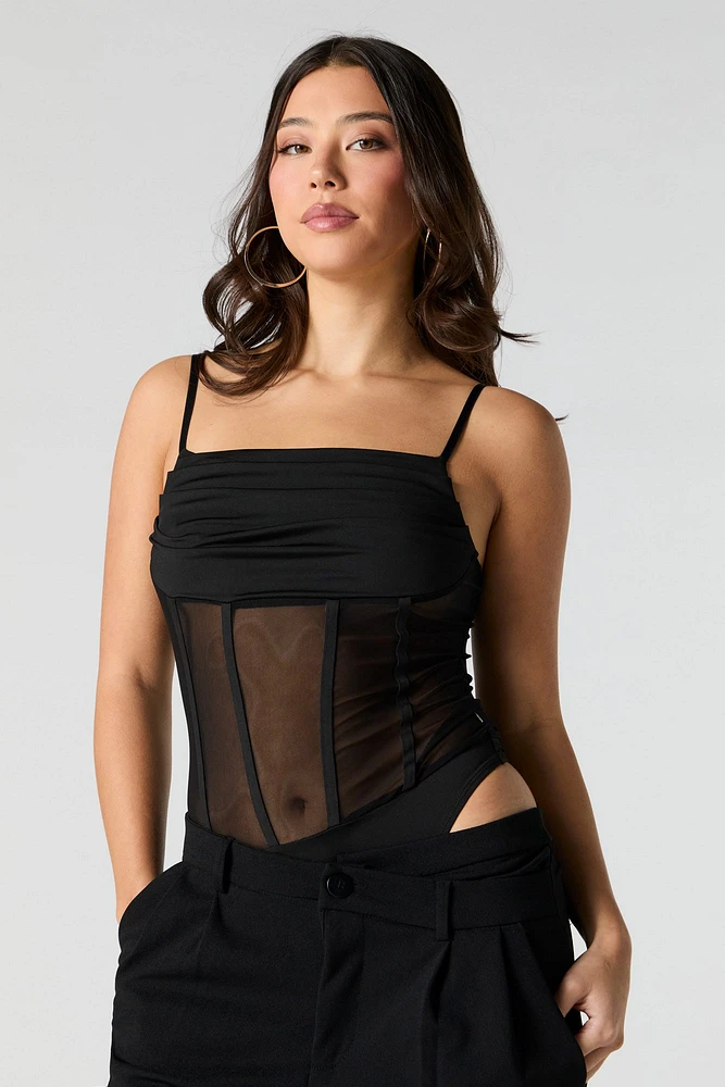 Mesh Cowl Neck Bodysuit