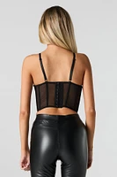 Ruched Mesh Crop Corset Top