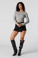 Ribbed Knit Boat Neck Sweater