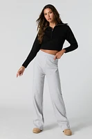 Ribbed Knit Quarter Zip Cropped Sweater