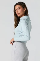 Ribbed Knit Quarter Zip Cropped Sweater