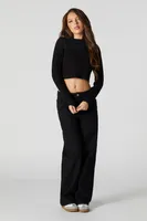Ribbed Knit Cropped Sweater