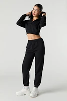 Active Fleece Cropped Zip-Up Hoodie