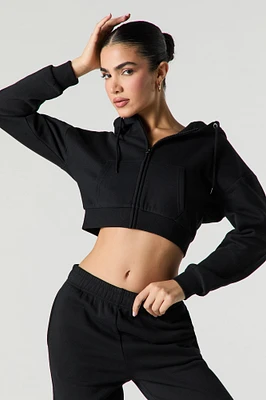 Active Fleece Cropped Zip-Up Hoodie