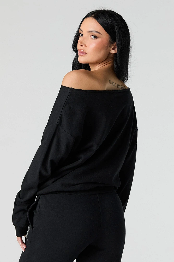 Graphic Off Shoulder Sweatshirt