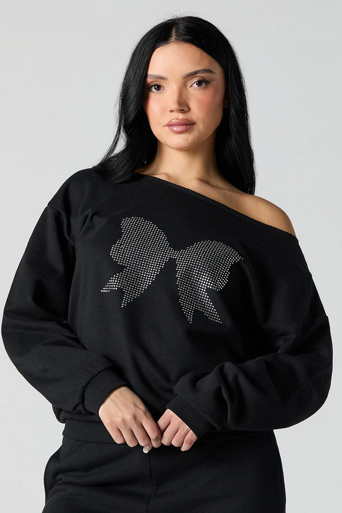 Graphic Off Shoulder Sweatshirt