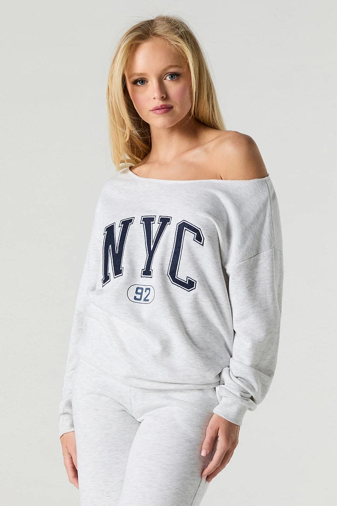 Off Shoulder French Terry Sweatshirt