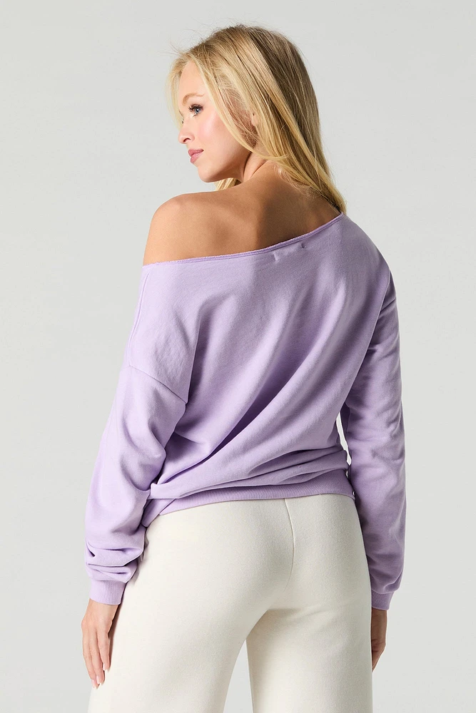 Chandail à épaules dénudées en tissu bouclette