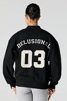 Twill Embroidered Fleece Bomber Jacket