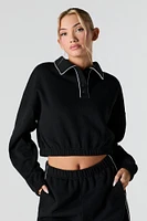 Contrast Stitch Fleece Polo Sweatshirt