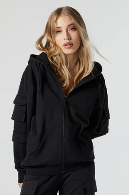 Oversized Cargo Zip-Up Hoodie