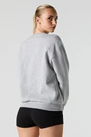 Rhinestone Graphic Fleece Sweatshirt