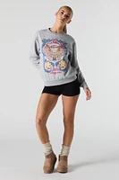 Rhinestone Graphic Fleece Sweatshirt