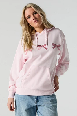 Bow Embroidered Fleece Hoodie