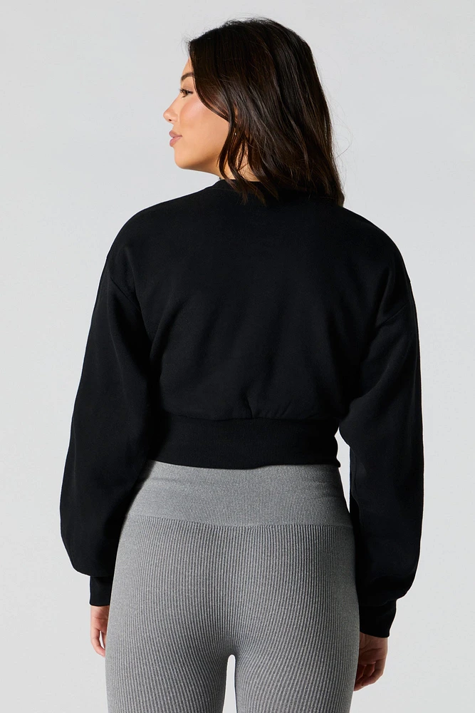 City Embossed Cropped Fleece Sweatshirt