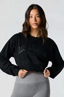 City Embossed Cropped Fleece Sweatshirt