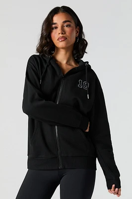 Graphic Zip-Up Fleece Hoodie