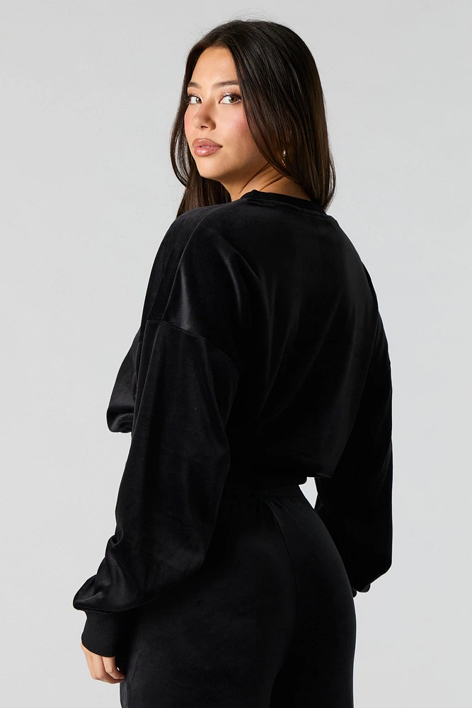 Velour Cropped Sweatshirt