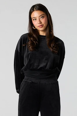 Velour Cropped Sweatshirt