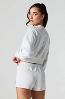 Active Embroidered Cropped Fleece Sweatshirt