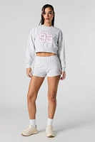 Active Embroidered Cropped Fleece Sweatshirt