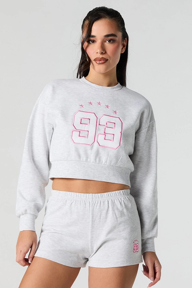 Active Embroidered Cropped Fleece Sweatshirt