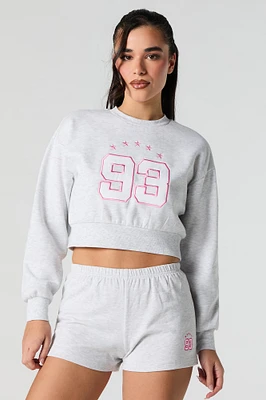 Active Embroidered Cropped Fleece Sweatshirt
