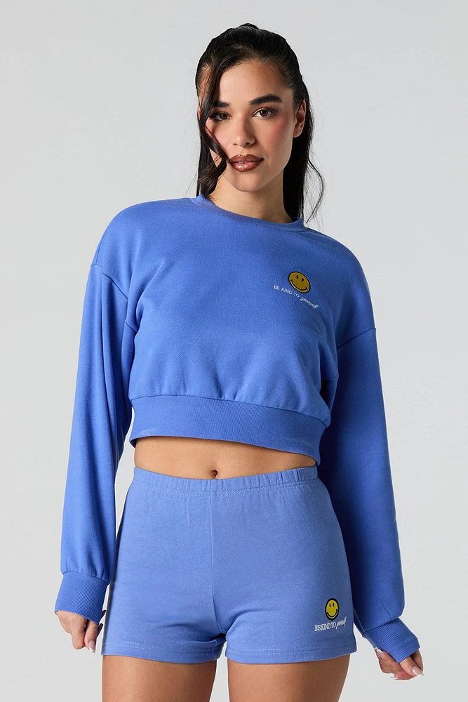 Active Embroidered Cropped Fleece Sweatshirt
