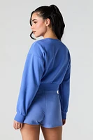 Active Embroidered Cropped Fleece Sweatshirt