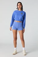 Active Embroidered Cropped Fleece Sweatshirt