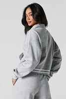 10 Embroidered Fleece Zip-Up Mock Neck Sweatshirt