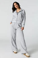 10 Embroidered Fleece Zip-Up Mock Neck Sweatshirt