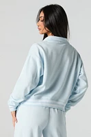 10 Embroidered Fleece Zip-Up Mock Neck Sweatshirt