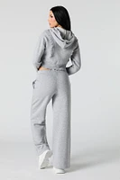 Fleece Ruffle Pocket Wide Leg Sweatpant