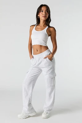 Fleece Wide Leg Cargo Sweatpant