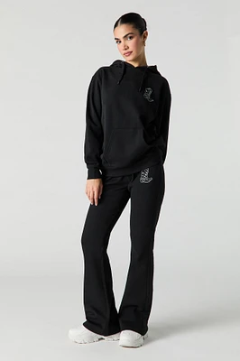 Embroidered Fleece Flare Sweatpant