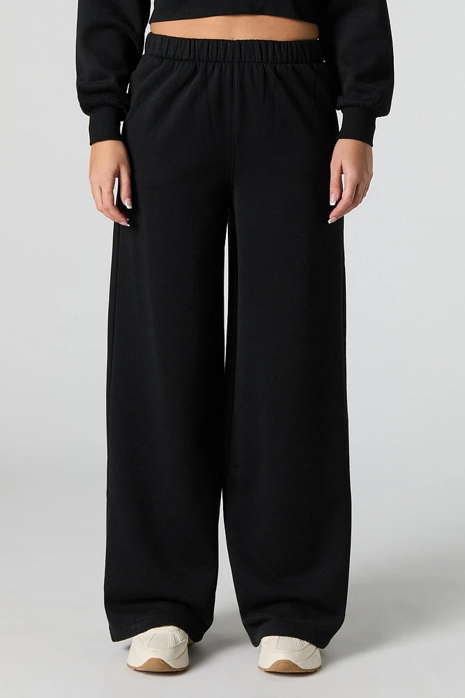 Solid Fleece Wide Leg Sweatpant