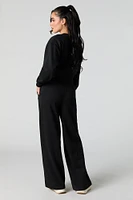 Solid Fleece Wide Leg Sweatpant