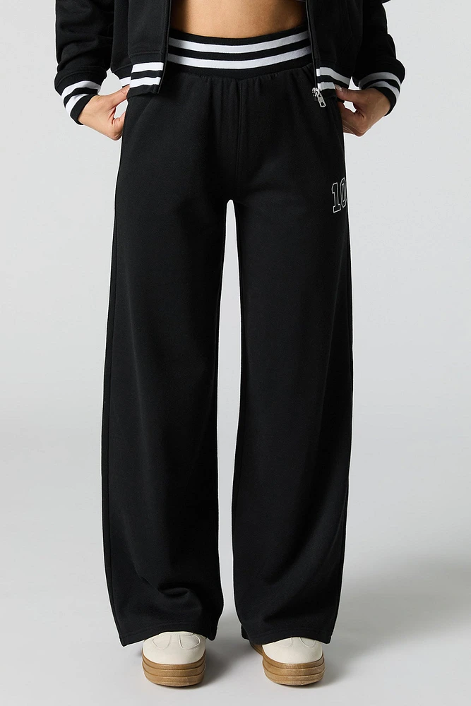 10 Embroidered Fleece Wide Leg Sweatpant