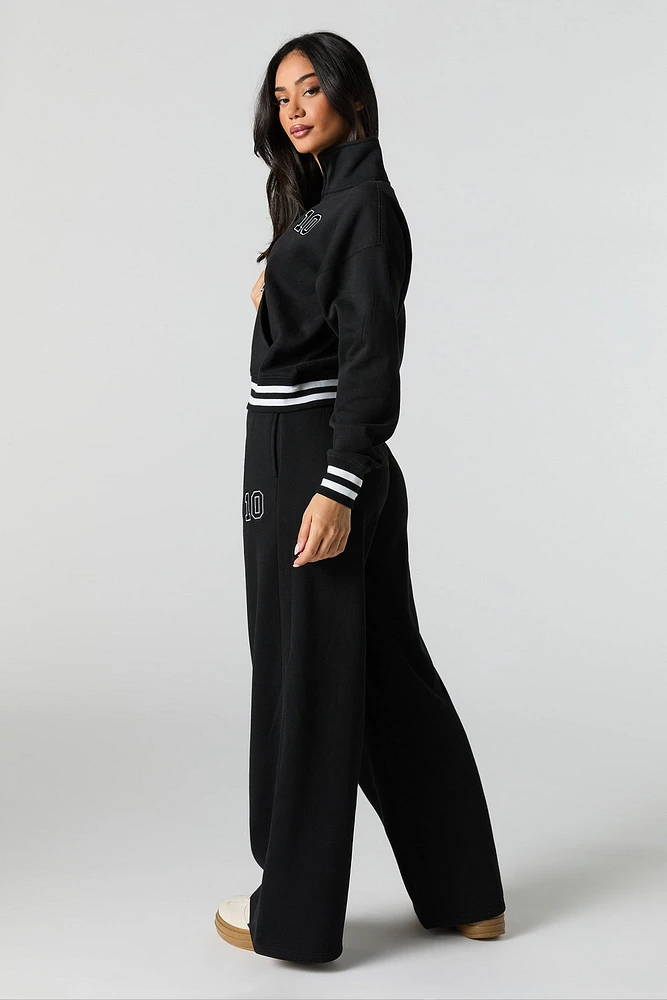 10 Embroidered Fleece Wide Leg Sweatpant