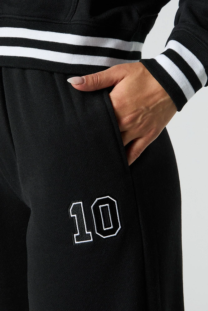 10 Embroidered Fleece Wide Leg Sweatpant