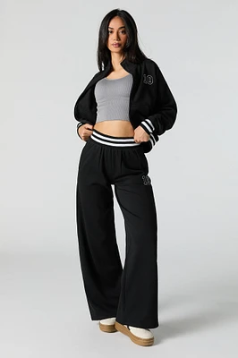 10 Embroidered Fleece Wide Leg Sweatpant