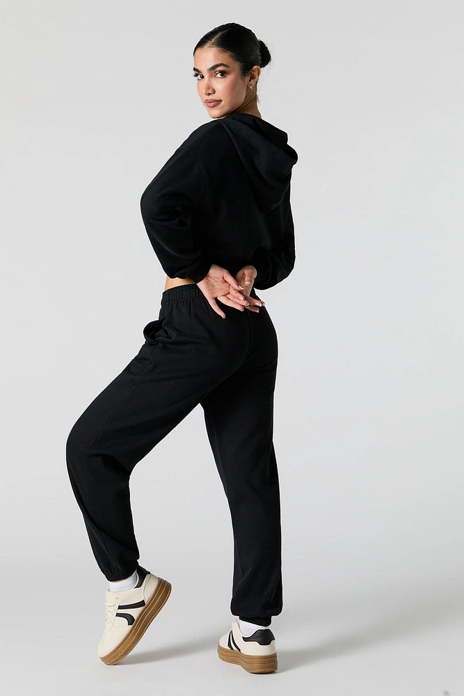 Solid Fleece Cuffed Jogger