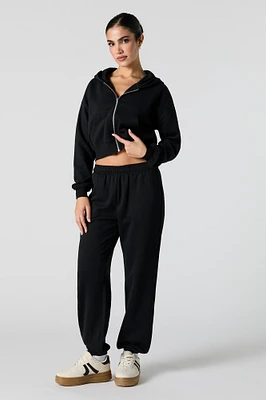 Solid Fleece Cuffed Jogger